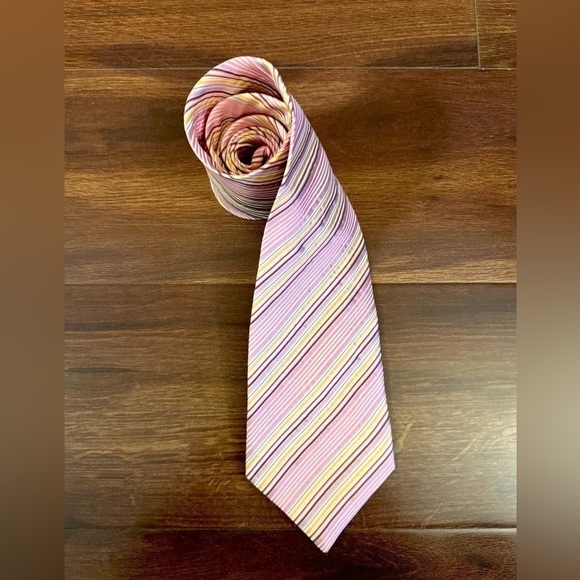 KENZO Homme  Dressy Silk Multi-color Stripes Repp Tie Made in Italy - Picture 1 of 9